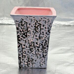 VTG McCoy Pottery Vase Pink Black Speckled Ceramic‎ Mid-Century Modern Signed